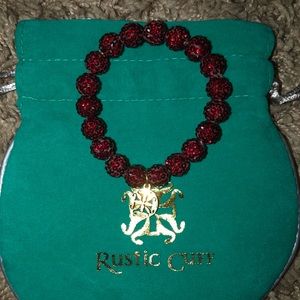 Rustic Cuff Dark Red Sparkly Bracelet